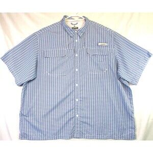Habit Shirt Mens 4XL Blue Lakeside Check Short Sleeve Fishing Vented UPF Outdoor